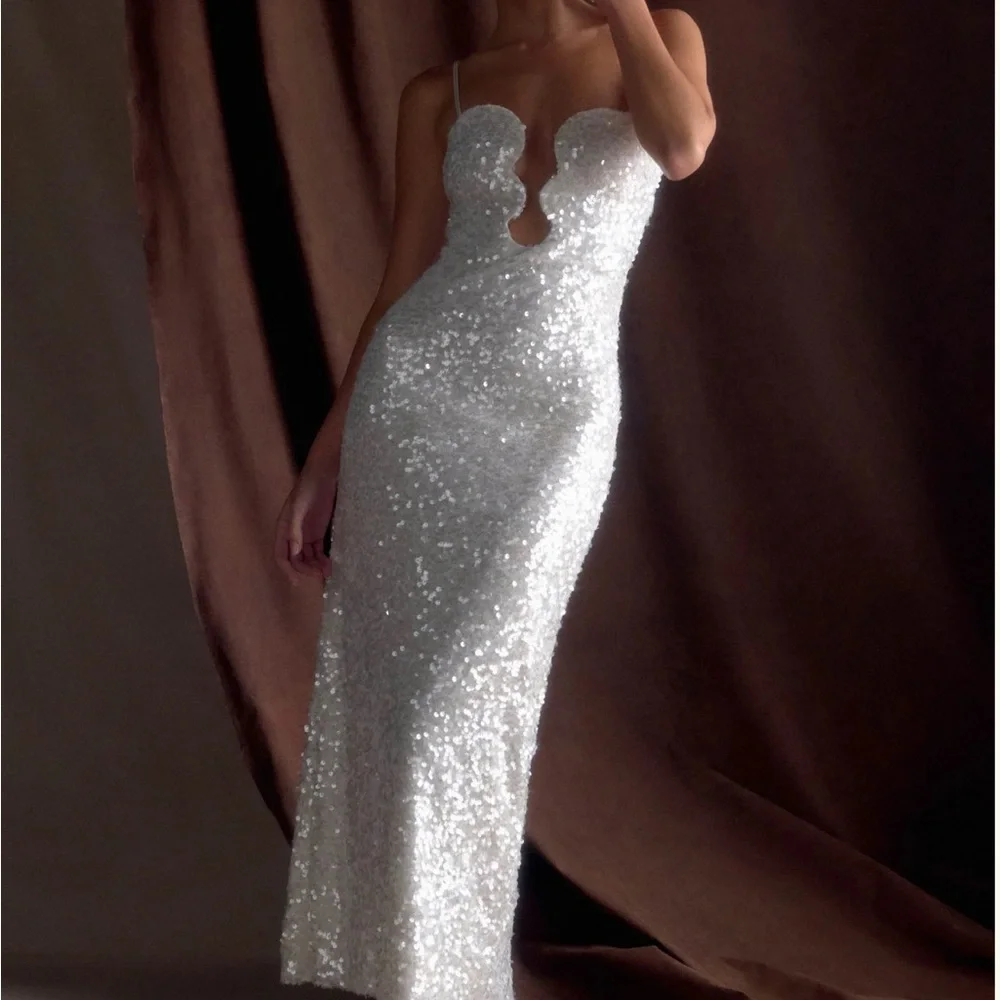 Meshki White Sequin Maxi Dress - Picture 2 of 2